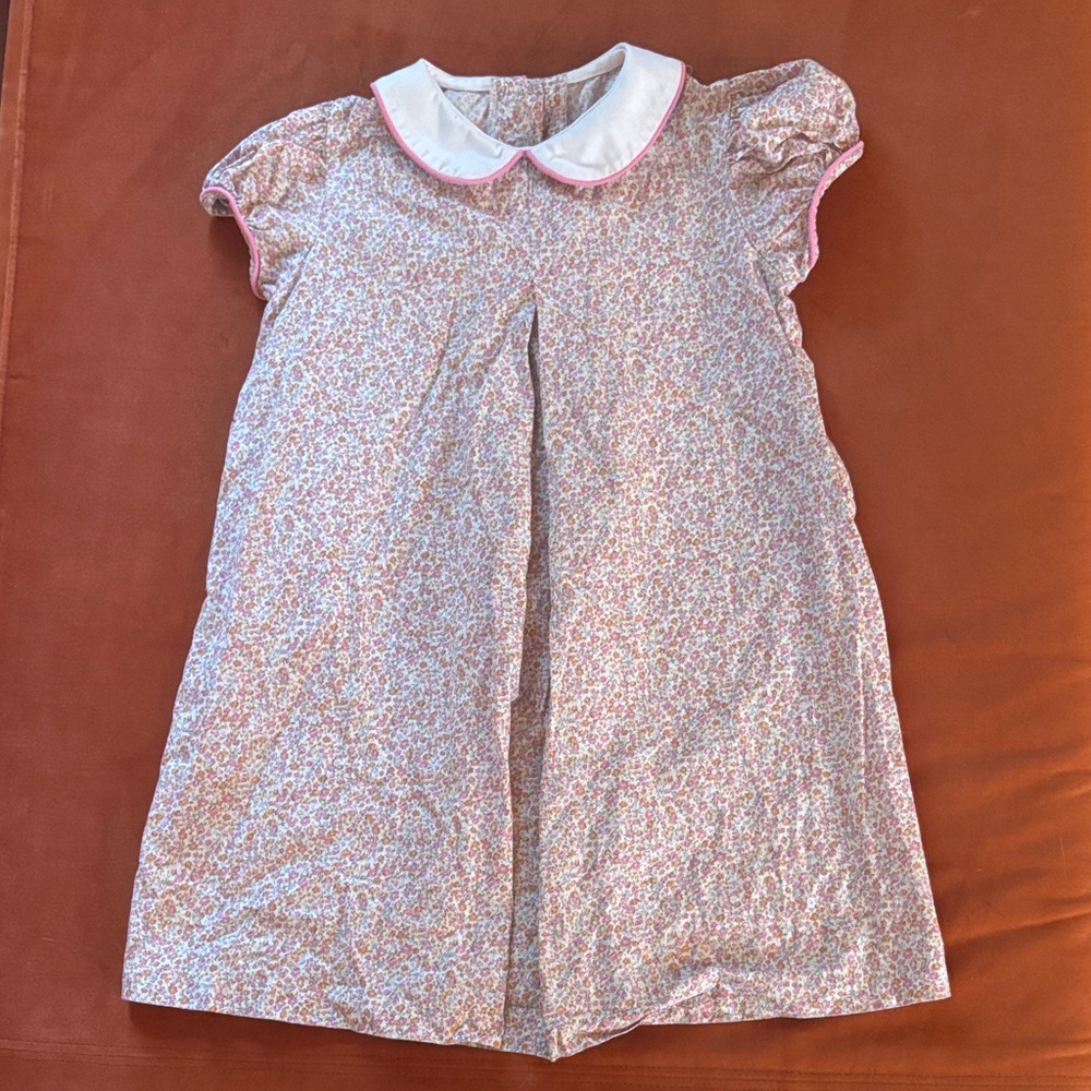 Anvy Kids Floral Cotton Dress with Peter Pan Collar